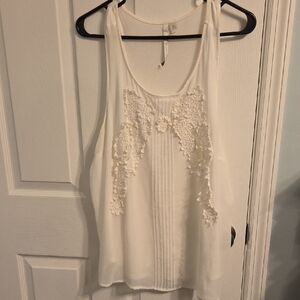 LC Lauren Conrad White Lace Tank Top